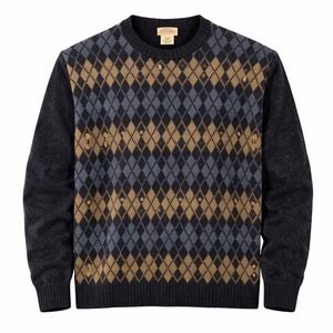 VTG 90s St Johns Bay Argyle Sweater Men Large Tall Navy USA Made Cotton Preppy